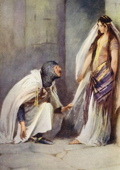 Ilustração para Ivanhoe por Sir Walter Scott (lito colorido) de Walter Grieve