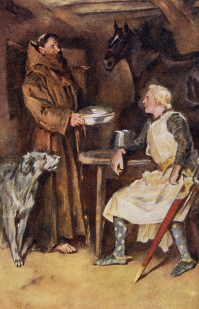Ilustração para Ivanhoe por Sir Walter Scott (lito colorido) de Walter Grieve