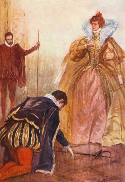 Ilustração para Kenilworth de Sir Walter Scott (litografia a cores) de Walter Grieve