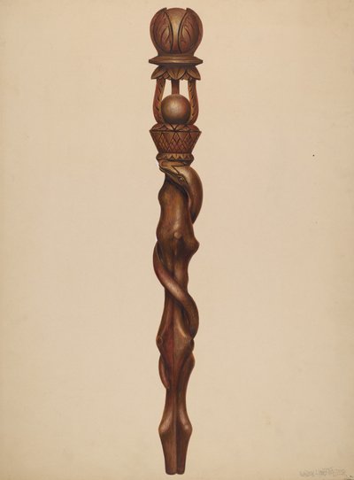 Ceptro Lenhador Esculpido, c. 1938. de Walter Hochstrasser
