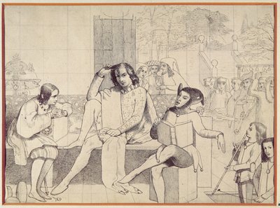 Décima segunda noite, c.1850 (desenho a caneta) de Walter Howell Deverell