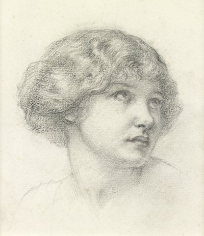 Cabeça de menina (lápis no papel) de Walter John (attr. to) Knewstub
