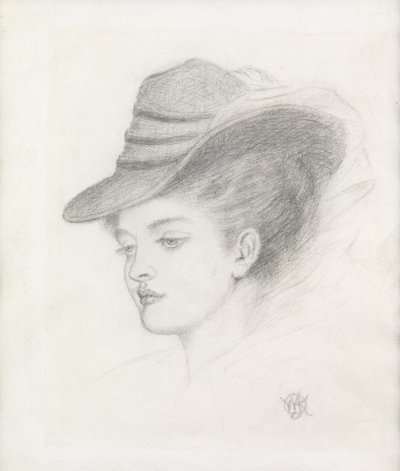 Emily Renshaw, a esposa do artista (lápis no papel) de Walter John Knewstub