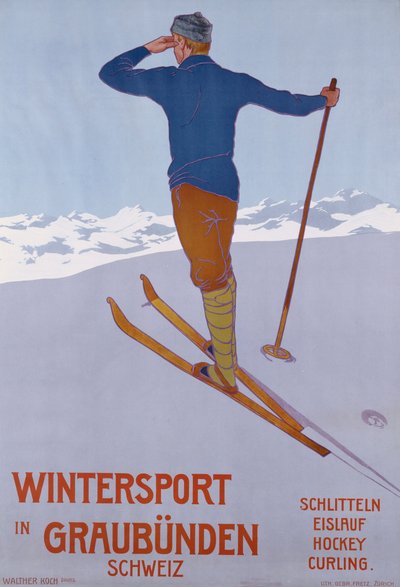 Esportes de inverno em Graubunden, 1906 de Walter Koch