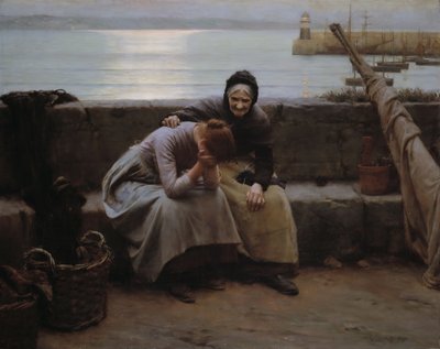 Nunca a Manhã se passou à noite, mas algum coração partiu, 1894. de Walter Langley