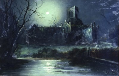 Kirkstall Abbey by Moonlight (óleo sobre tela) de Walter Linsley Meegan