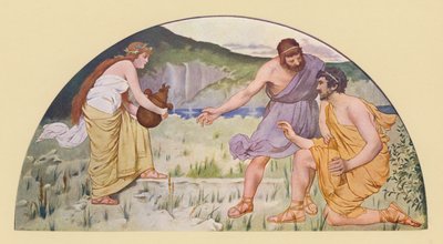 Prometeu a advertir Epimeteu contra Pandora (litografia a cores) de Walter MacEwen