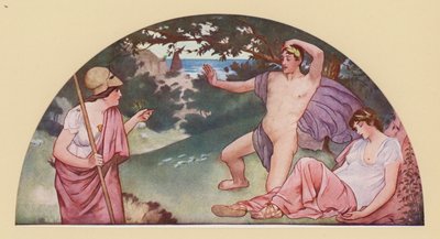 Teseu, por ordem de Minerva, abandona a Ariadne adormecida (litografia a cores) de Walter MacEwen