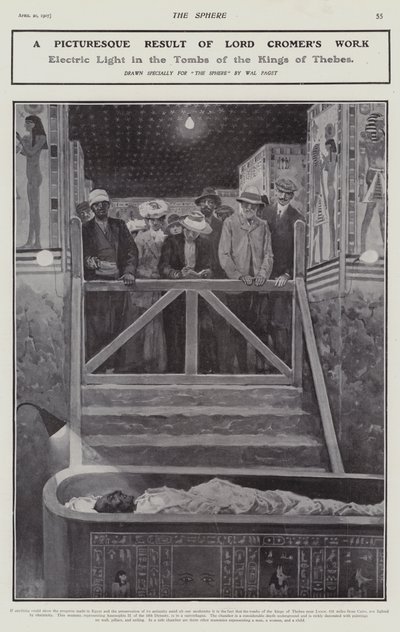Luz eléctrica nos túmulos dos Reis de Tebas (litho) de Walter Paget