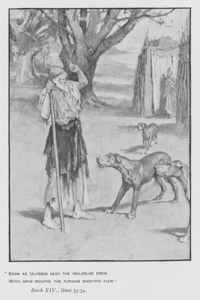 Ilustração para a Odisséia do Papa de Homero (litho) de Walter Paget