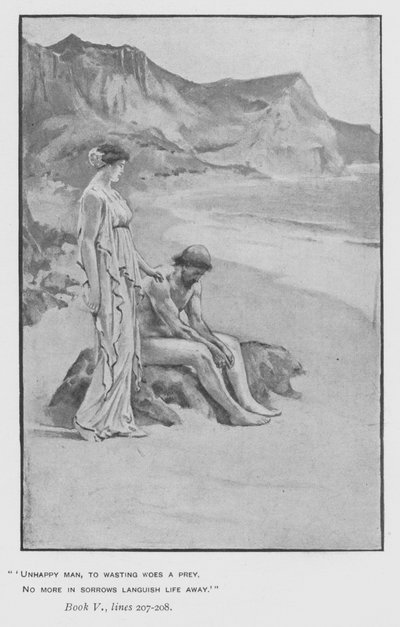 Ilustração para a Odisséia do Papa de Homero (litho) de Walter Paget