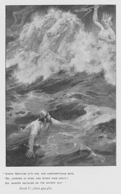 Ilustração para a Odisséia do Papa de Homero (litho) de Walter Paget
