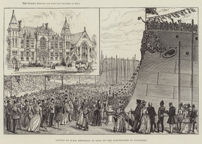 Lançamento do HMS Endymion em Hull pela Marquesa de Salisbury de Walter Paget