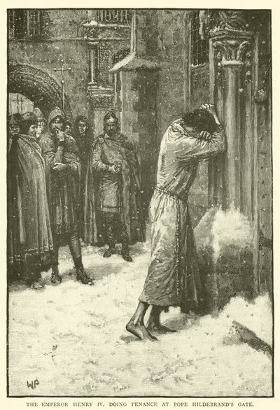 O Imperador Henrique IV fazendo penitência no Portão do Papa Hildebrands de Walter Paget