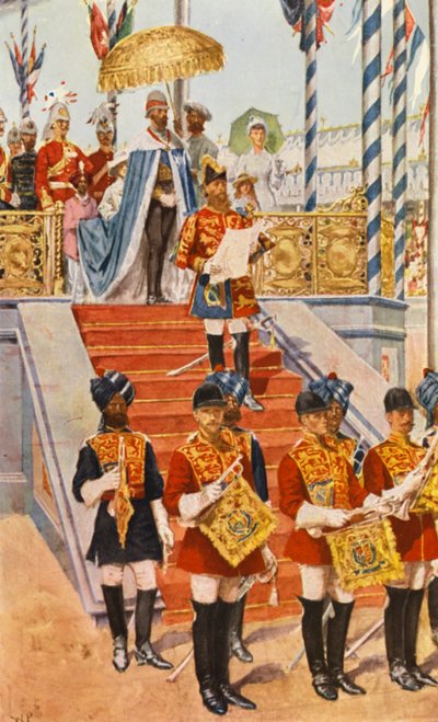 A Rainha proclamada Imperatriz da Índia (litografia a cores) de Walter Paget