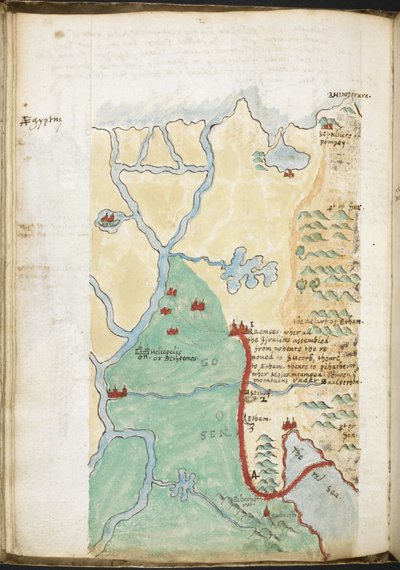 MS 57555, f.23v, Mapa do Norte da África, de um caderno contendo um diário histórico, listas de bibliotecas, etc.; c.1606-08 (aquarela sobre papel) de Walter Raleigh