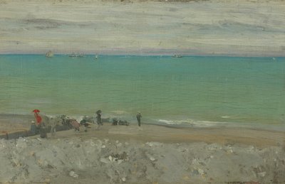 A praia, Dieppe, c.1885 (óleo sobre painel) de Walter Richard Sickert
