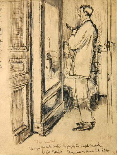 The New Tie, c.1922 (caneta e tinta e lavagem em papel) de Walter Richard Sickert
