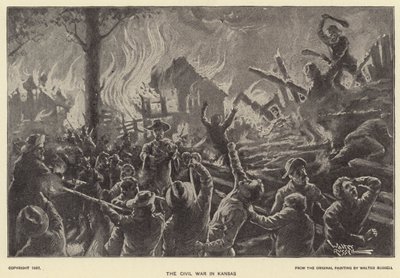 A Guerra Civil no Kansas (litho) de Walter Russell