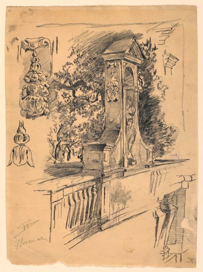 Estudos de uma ponte em Florença, Itália de Walter Shirlaw