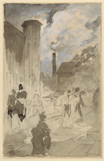 Praça da Cidade (Estudo para uma Ilustração) de Walter Shirlaw