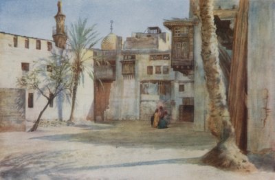 Um pátio perto do Bazar Tentmakers, Cairo cor litho de Walter Spencer Stanhope Tyrwhitt