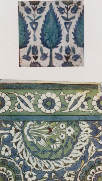 Telha da Síria, do século XVIII, de uma mesquita de Damasco, azulejo sírio, século XVI ou XVII, de uma mesquita de Damasco de Walter Spencer Stanhope Tyrwhitt