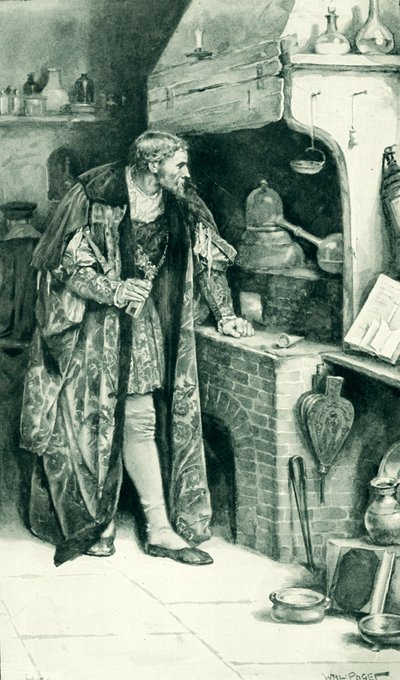 James IV como alquimista em seu laboratório de Walter Stanley Paget