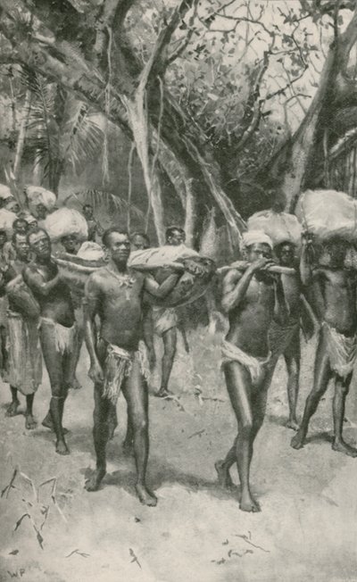 Os seguidores do Dr. Livingstone levam seu corpo embalsamado para a costa de Walter Stanley Paget