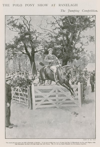O show de pônei de polo em Ranelagh, a competição de saltos de Walter Stanley Paget