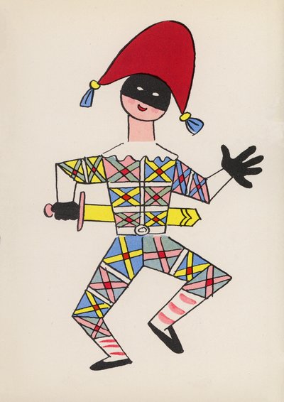 Figuras de livros infantis: Arlequim (litografia a cores) de Walter Trier