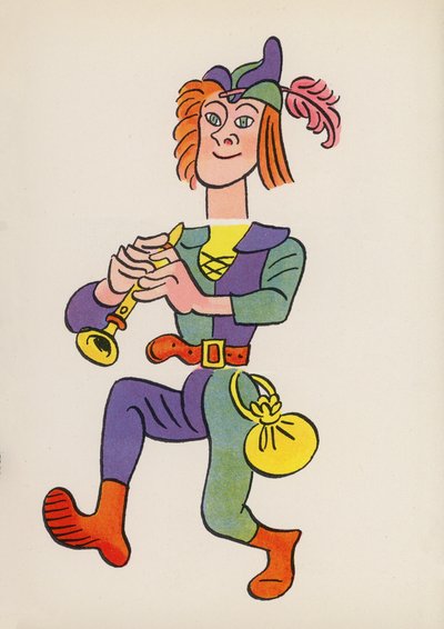 Figuras de livros infantis: O Flautista de Hamelin (litografia a cores) de Walter Trier