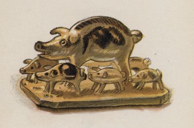 Brinquedo antigo pintado por Walter Trier (litografia a cores) de Walter Trier