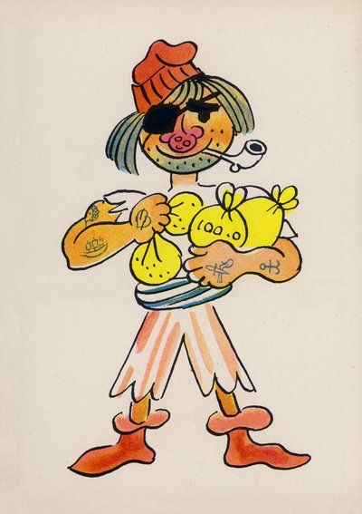 Um dos "Crazy People" de Walter Trier (litografia a cores) de Walter Trier