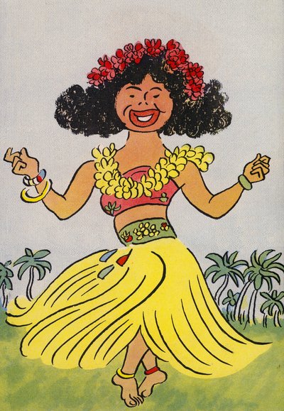 Os fatos loucos de Walter Trier: Hawaii (litografia a cores) de Walter Trier