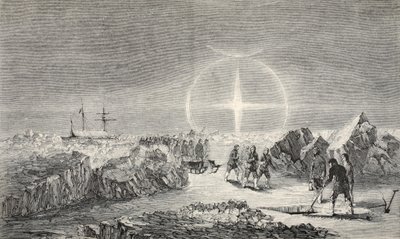 Um funeral no gelo, o efeito da Paraselena (Luas da Mock) 1859 de Walter William May
