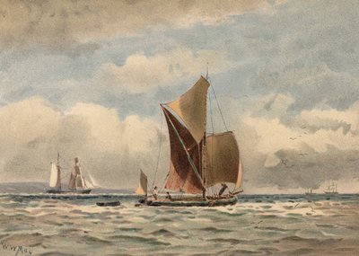 Estuário do Tamisa (litografia a cores) de Walter William May