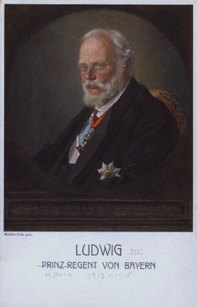 Ludwig III, último rei da Baviera, quando o príncipe regente (cor litho) de Walther Firle