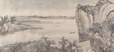 Paisagem no estilo de Juran e Yan Wengui, datada de 1713. de Wang Hui