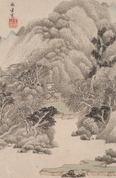 Paisagem no estilo de vários velhos mestres: paisagem após Fan Kuan (990 de Wang Jian