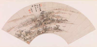 Ventilador - Ilhas Arborizadas de Wang Yuanqi