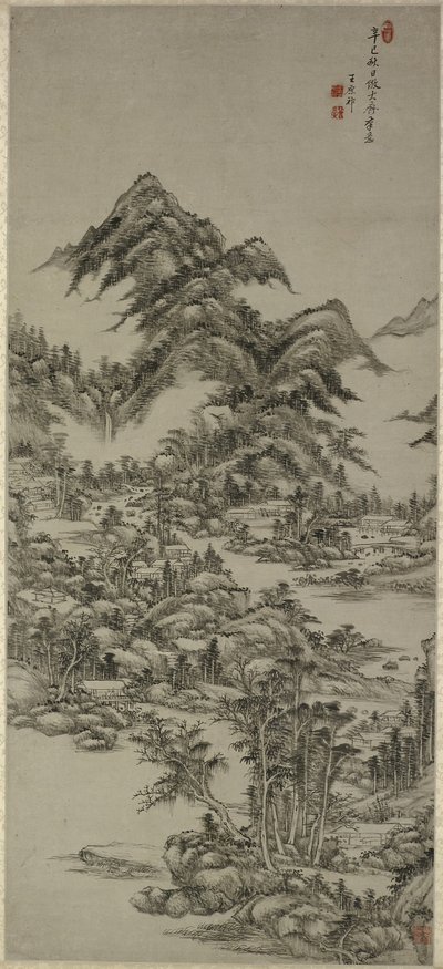 paisagem após Huang gong de Wang Yuanqi