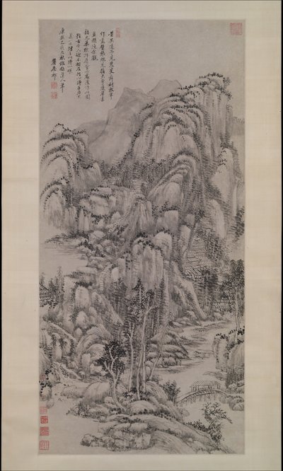 Paisagem após Wu Zhen, datada de 1695. de Wang Yuanqi