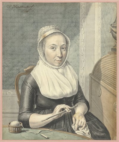 Retrato de uma senhora com tricô de Warner Horstink