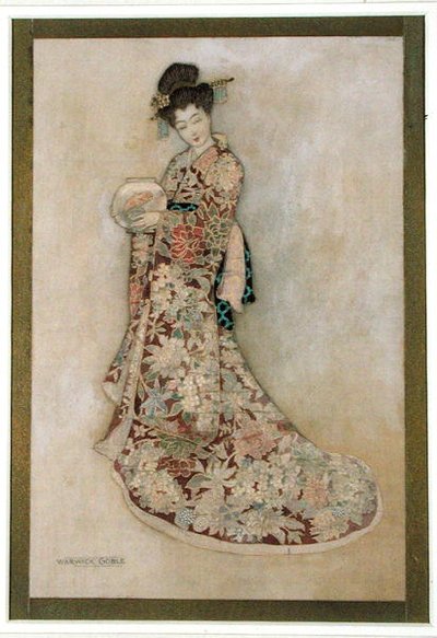 Geisha Girl (aquarela e ouro sobre linho) de Warwick Goble