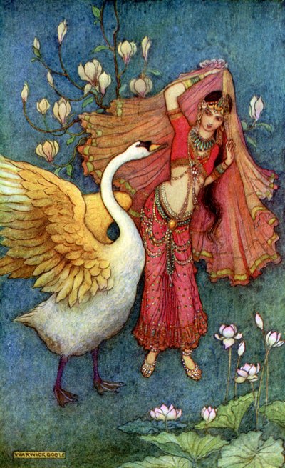 A princesa Dayamanti e o cisne mensageiro de Warwick Goble