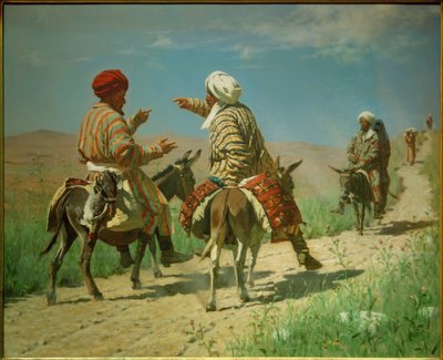 Mulá Ramin e Mulá Kerim na disputa a caminho de ... de Wassili W. Werestschagin