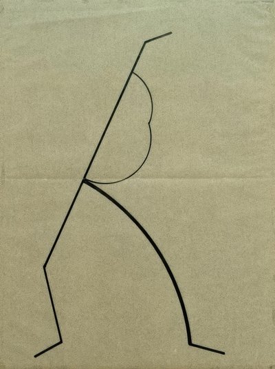 Desenho analítico após fotos da Palucca dançante, esforço ascendente suportado em curvas simples de Wassily Kandinsky
