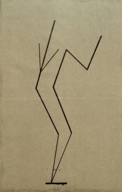 Desenho analítico após fotos da dança Palucca, construção paralela a partir de um ponto abaixo de Wassily Kandinsky