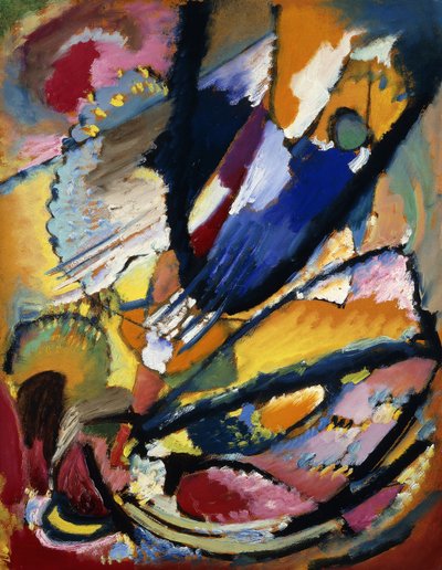 Anjo do Julgamento; Engel des Jungsten Gerichts, c.1911 (óleo sobre papel colocado no painel) de Wassily Kandinsky
